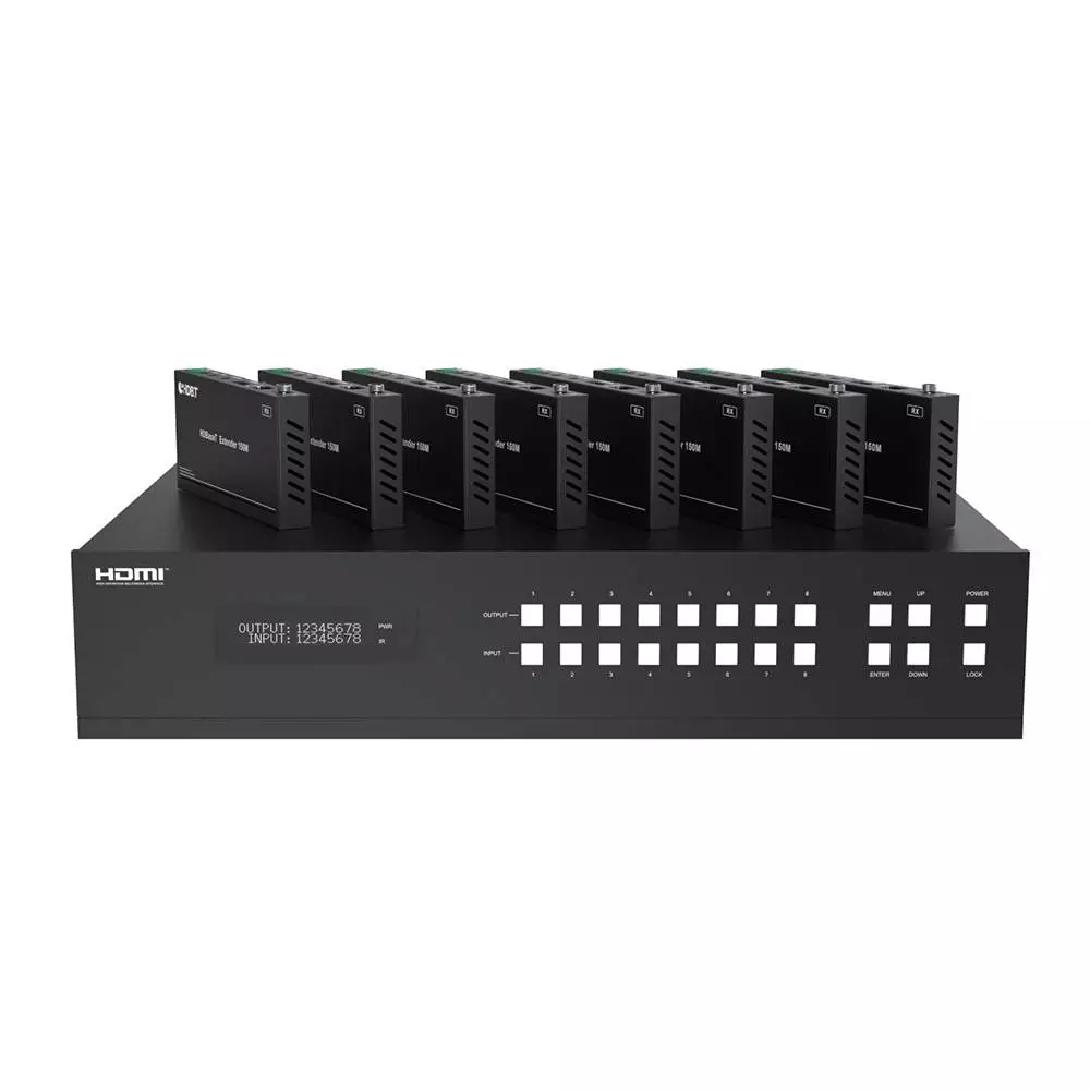 4K@60hz 4:4:4 8x8 HDBaseT 150m Matrices with Audio de-embedding and ARC